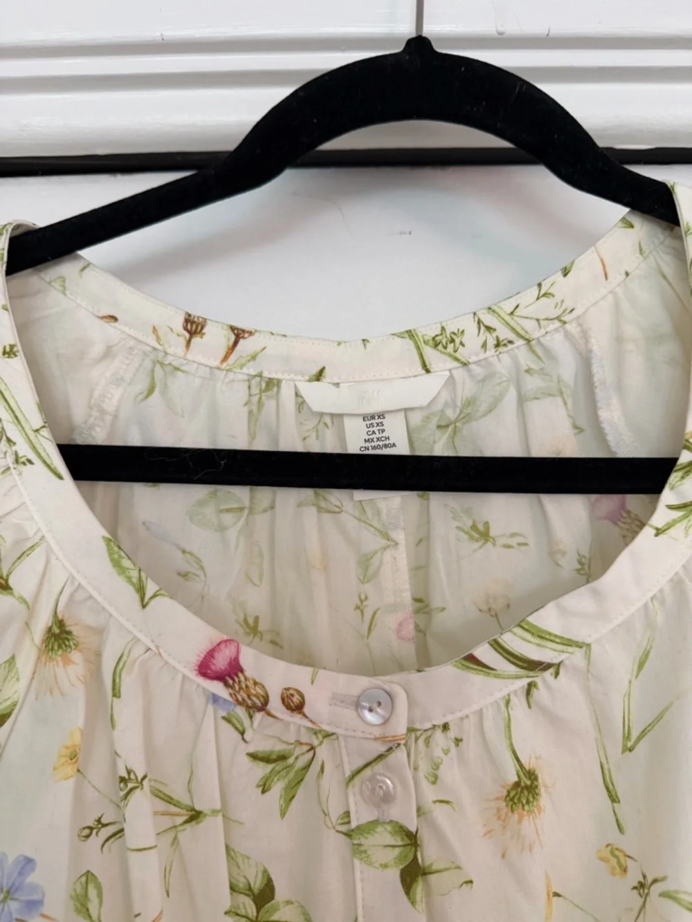 H&M Cream Floral Button-Front Midi Dress - Picture 2 of 2